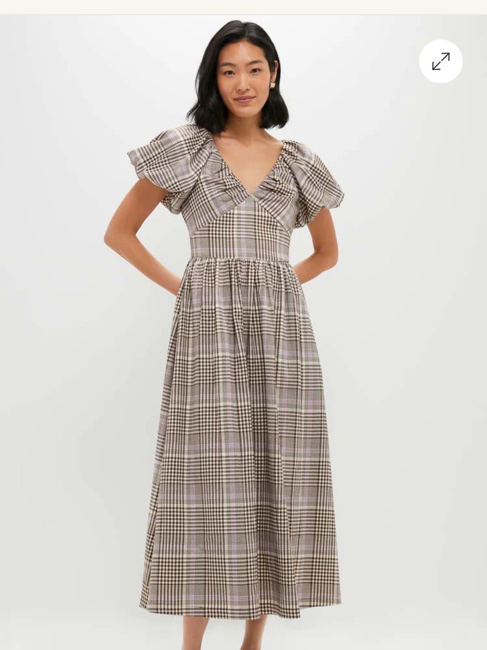 En Saison Charleigh brown taupe and lavender midi dress